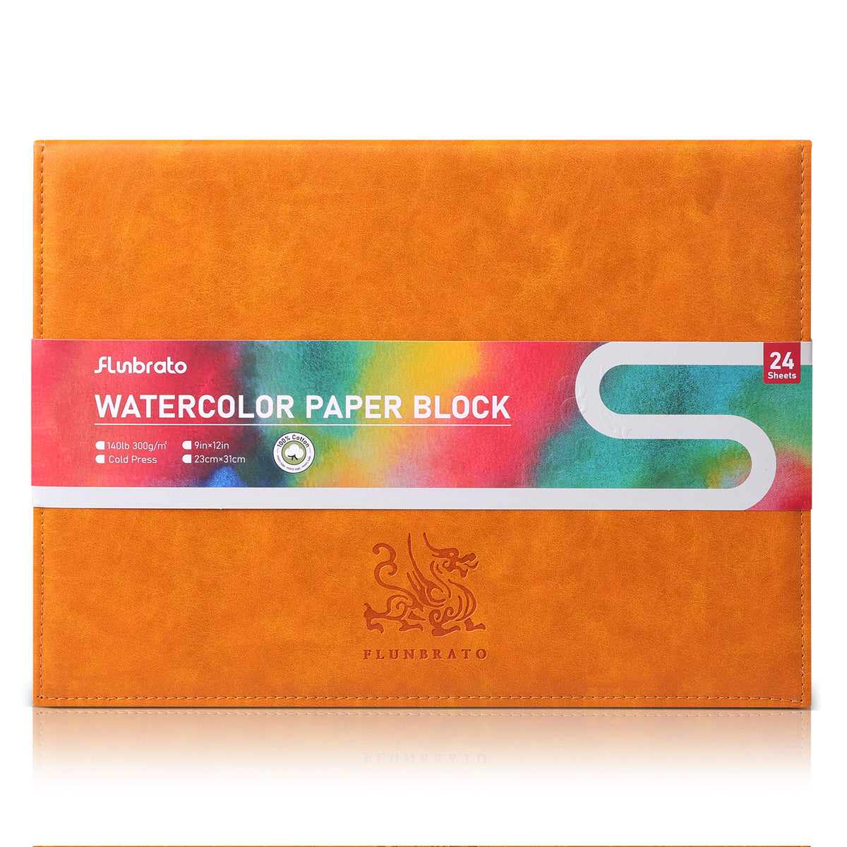 FLUNBRATO Watercolor Paper Block 9 x 12 Inch, 100% Cotton Cold Press Paper | 24 Acid-Free Sheets