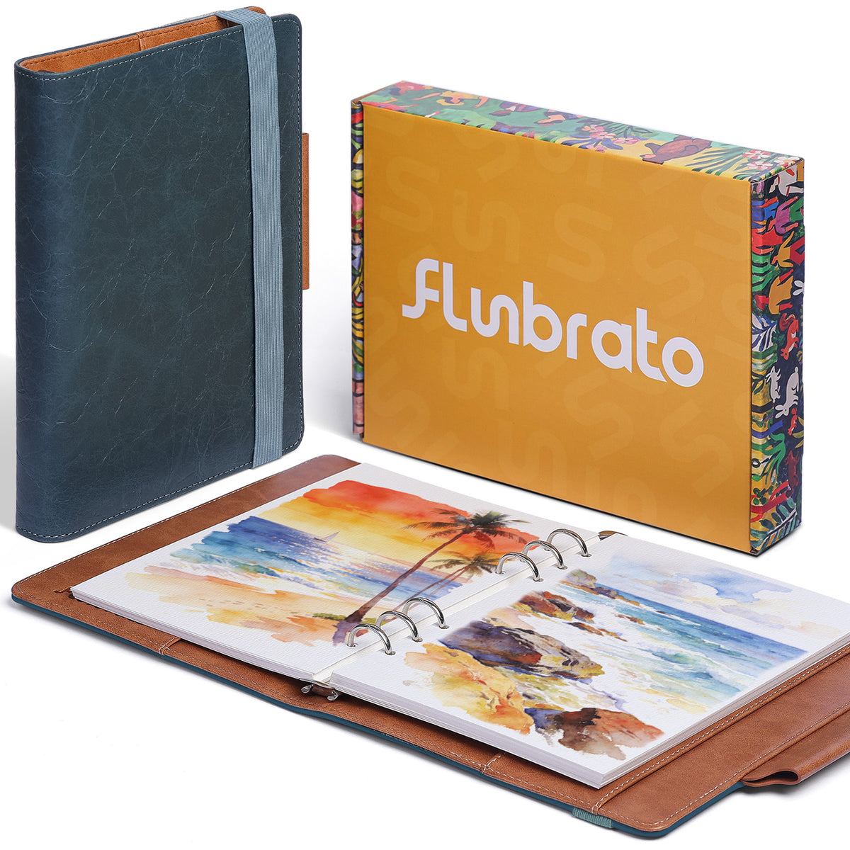 FLUNBRATO Watercolor Sketchbook A5 (8.3" x 5.8"), 24 Sheets 100% Cotton Hot Press 300GSM 140LB