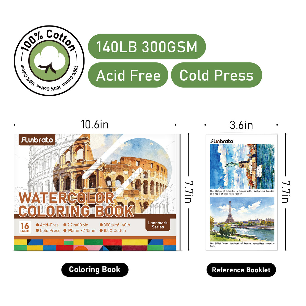 FLUNBRATO Watercolor Coloring Book ,Landmark