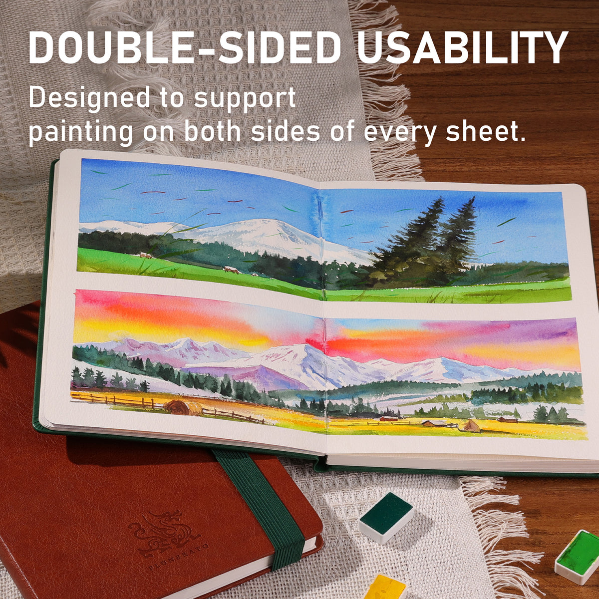 FLUNBRATO Artist-Grade Watercolor Sketchbook,100% Cotton, 6.9 x 9.8 in