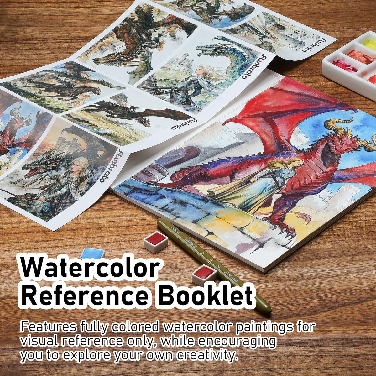 FLUNBRATO Watercolor Coloring Book,Dragon