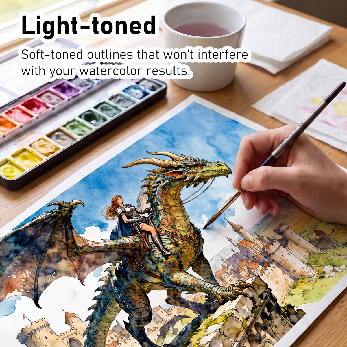 FLUNBRATO Watercolor Coloring Book,Dragon