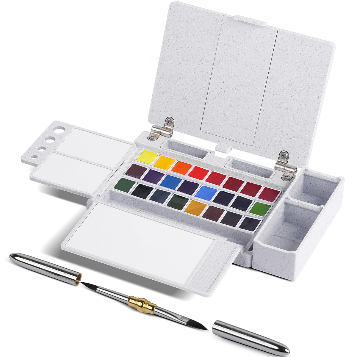 Travel Watercolor Set 24 Colors, Dual Tip Watercolor Brush