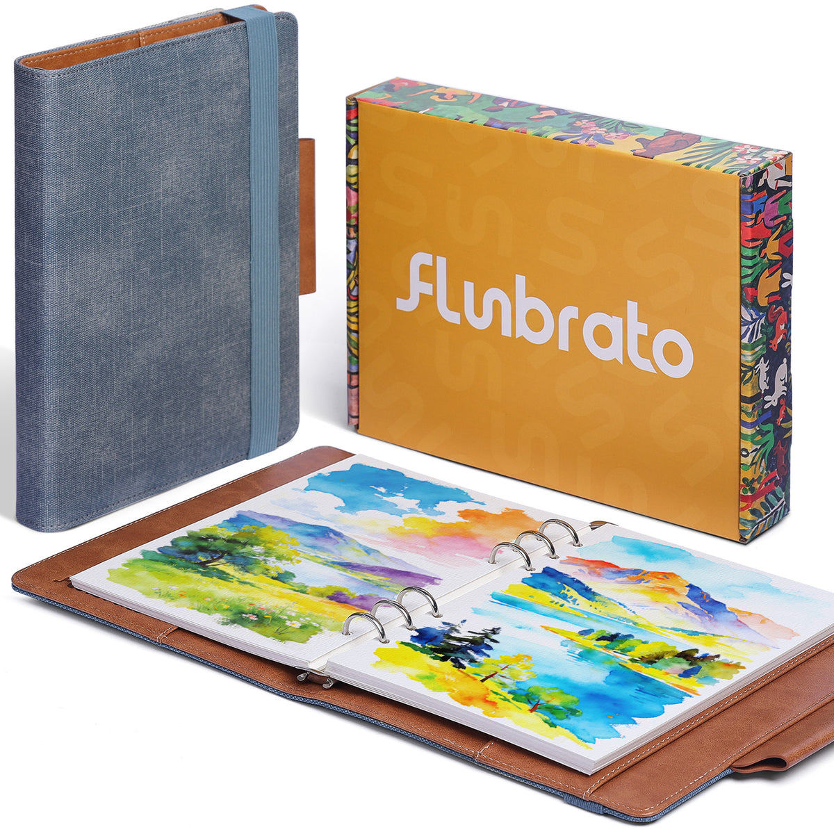 FLUNBRATO Watercolor Sketchbook A5 (8.3" x 5.8"), 24 Sheets 100% Cotton Hot Press 300GSM 140LB