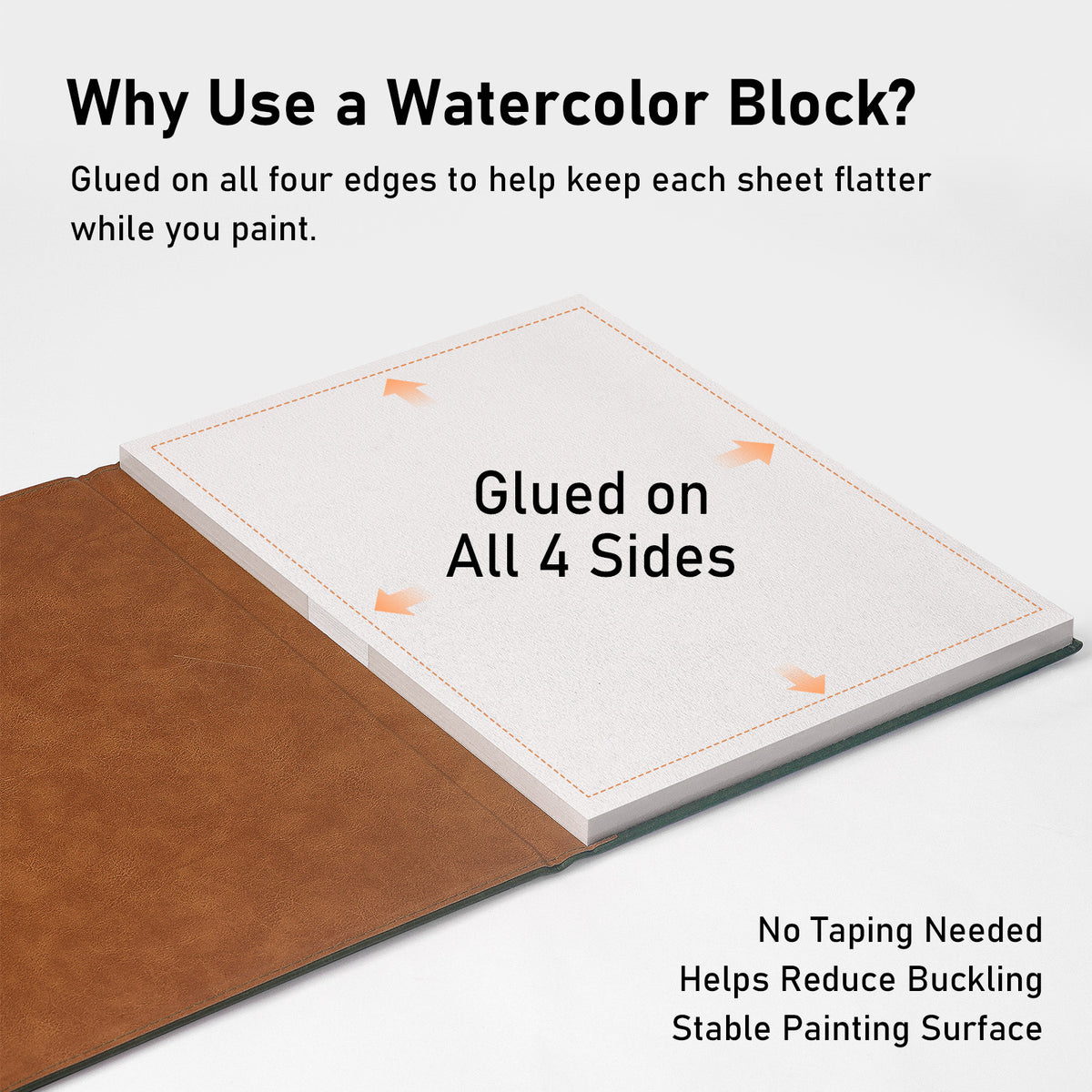 FLUNBRATO Watercolor Paper Block 9 x 12 Inch, 100% Cotton Cold Press Paper | 24 Acid-Free Sheets