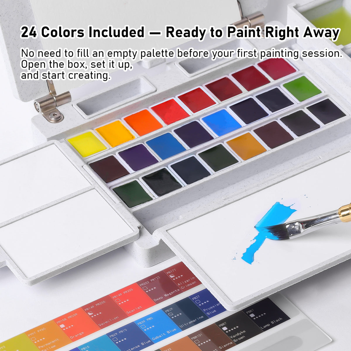 Travel Watercolor Set 24 Colors, Dual Tip Watercolor Brush