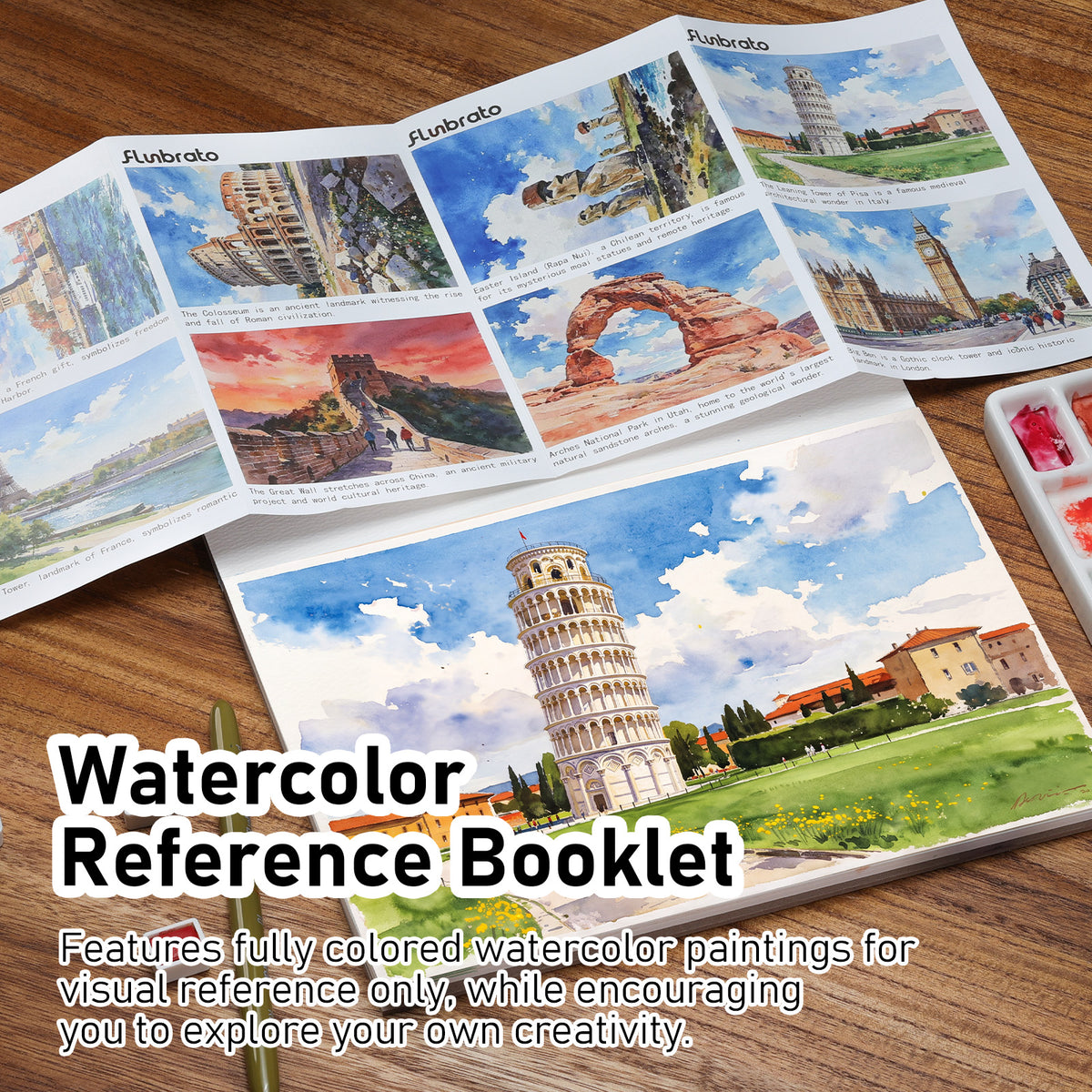 FLUNBRATO Watercolor Coloring Book ,Landmark