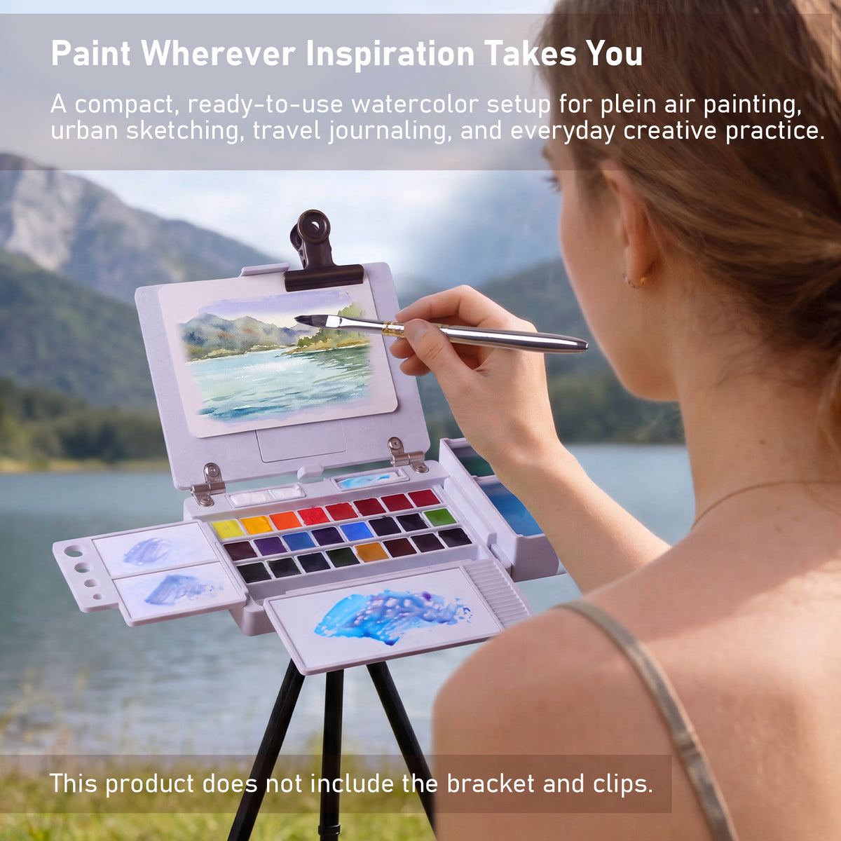 Travel Watercolor Set 24 Colors, Dual Tip Watercolor Brush