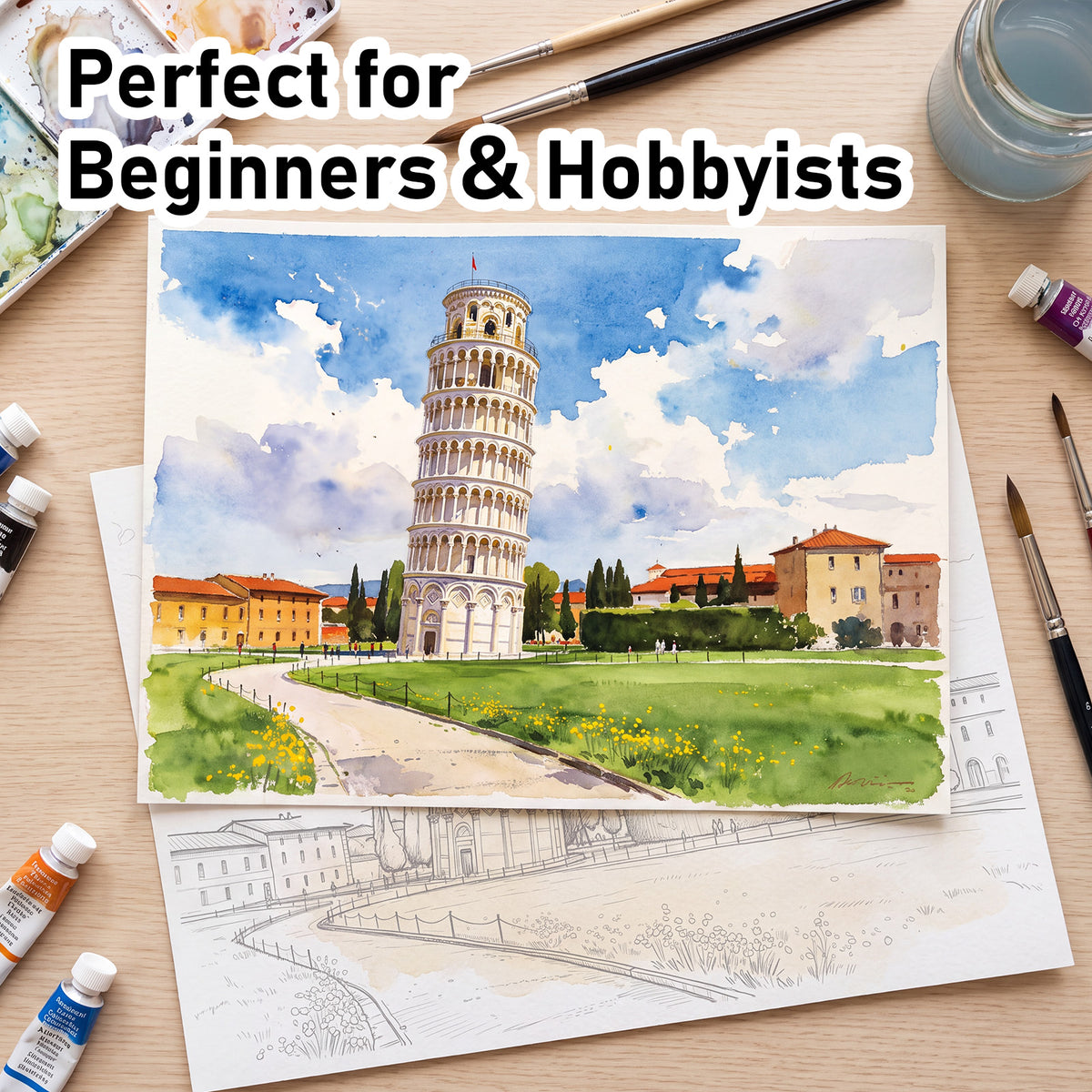 FLUNBRATO Watercolor Coloring Book ,Landmark