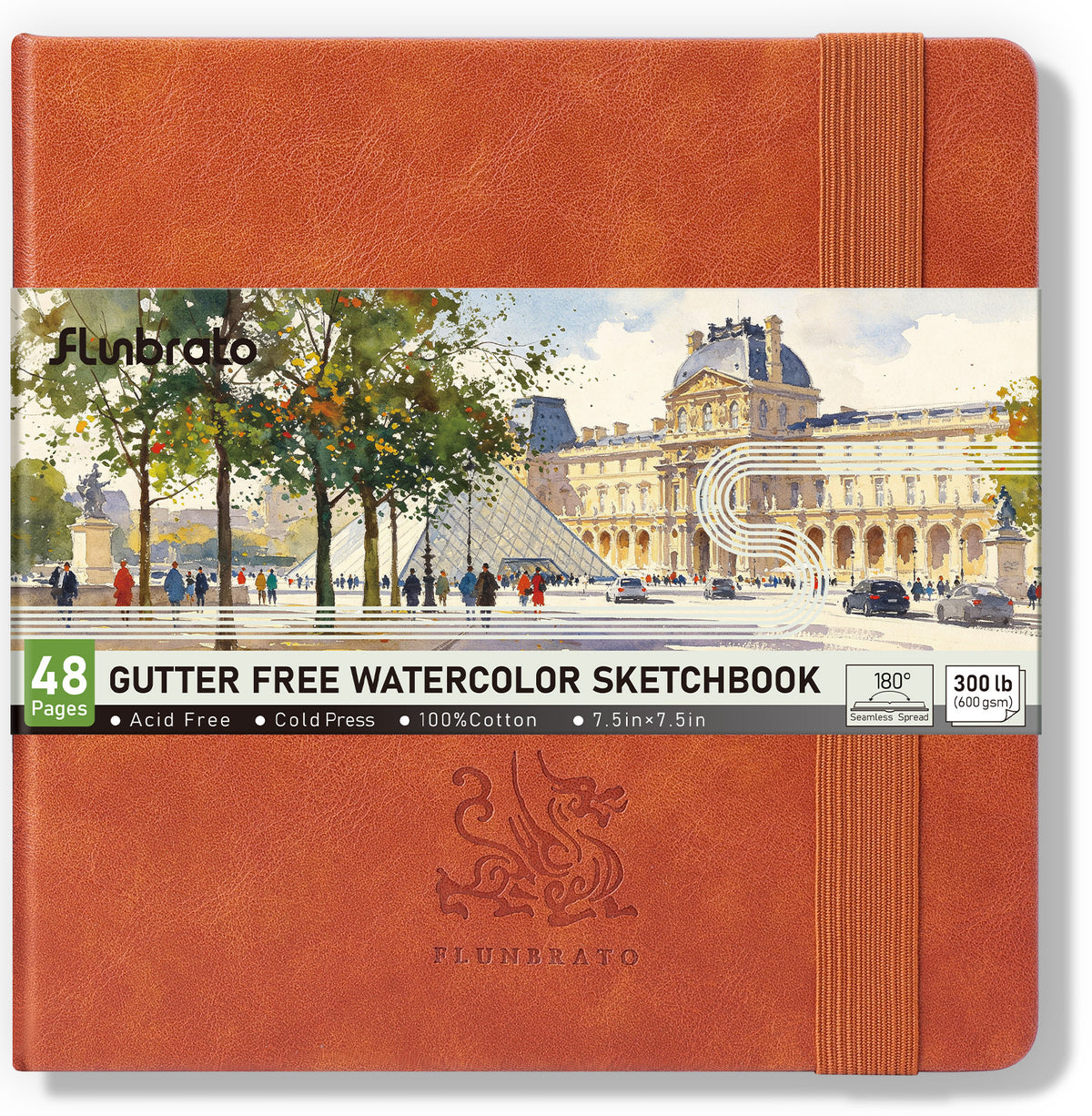 FLUNBRATO Gutter-Free Watercolor Sketchbook,600 GSM,Full-Spread Design