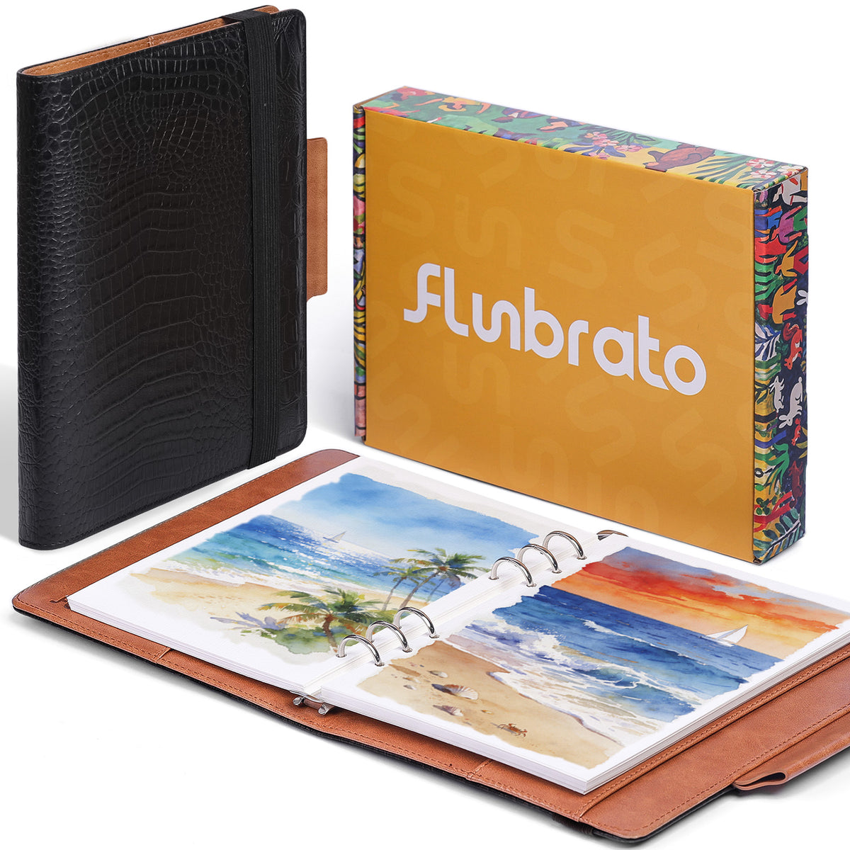 FLUNBRATO Watercolor Sketchbook A5 (8.3" x 5.8"), 24 Sheets 100% Cotton Hot Press 300GSM 140LB