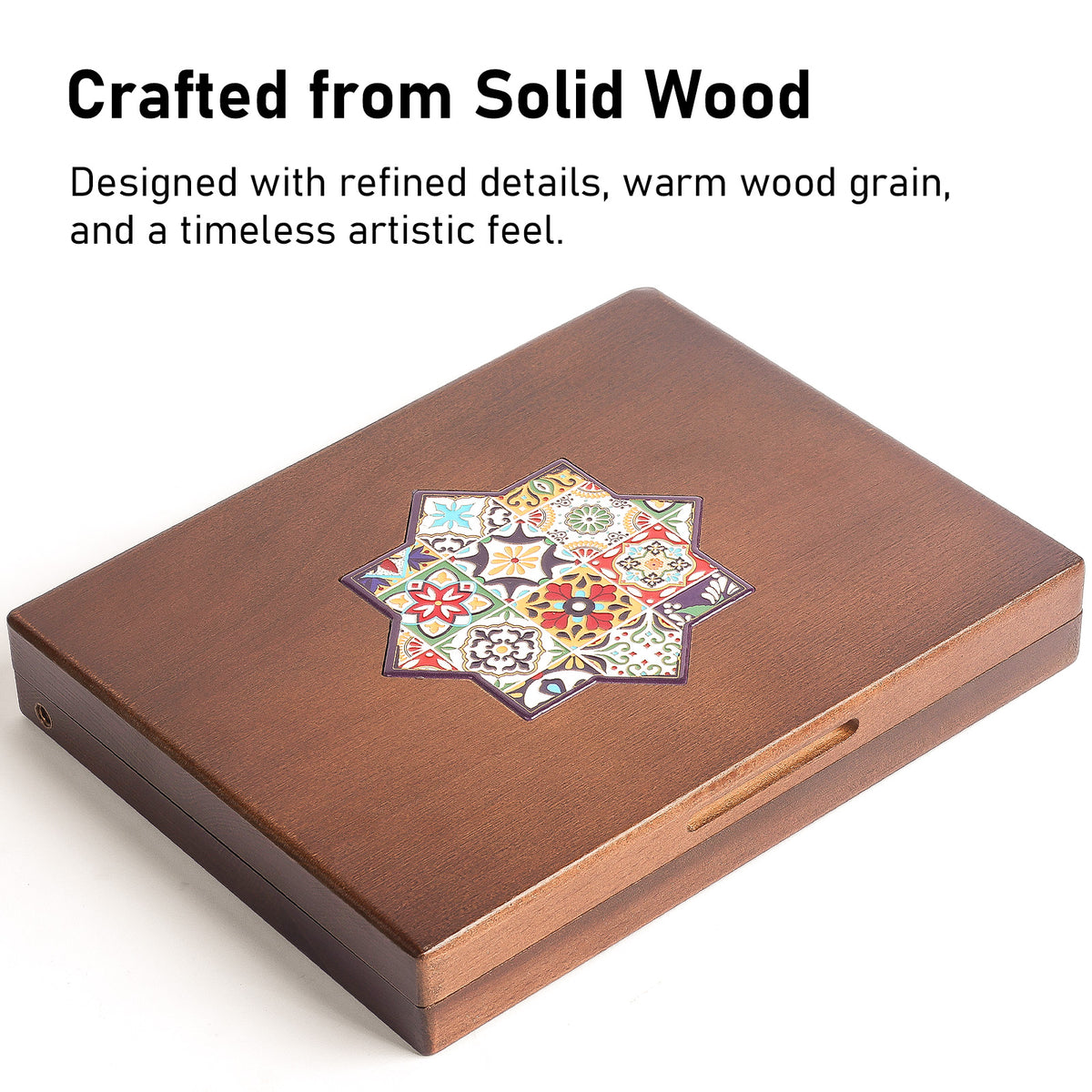 Portable Watercolor Paint Set, Solid Wood Palette Box with 24 Colors