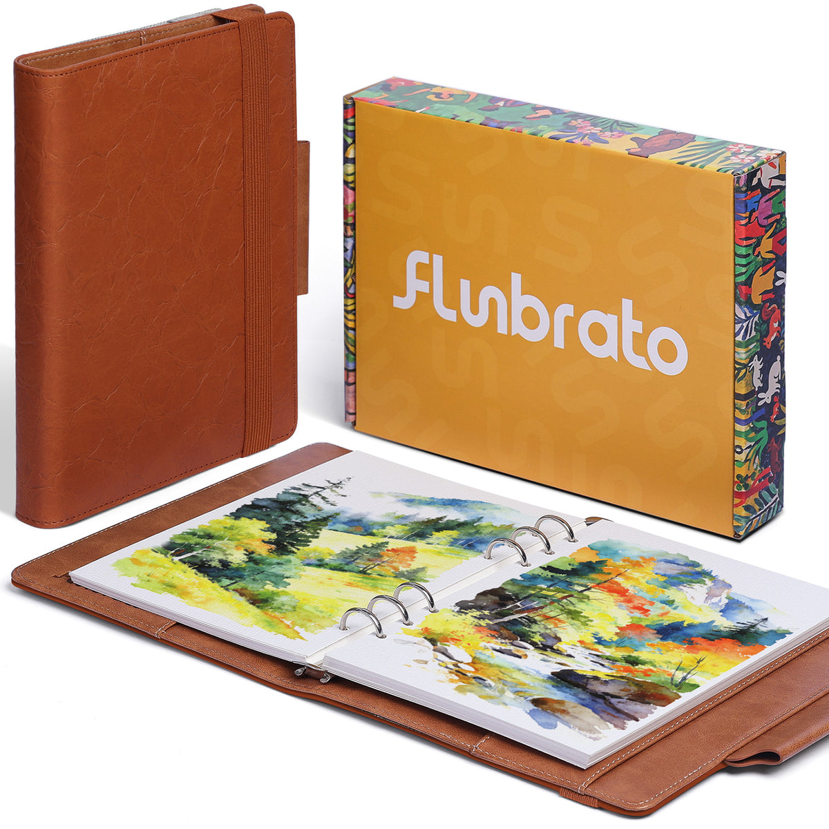 FLUNBRATO Watercolor Sketchbook A5 (8.3" x 5.8"), 24 Sheets 100% Cotton Hot Press 300GSM 140LB