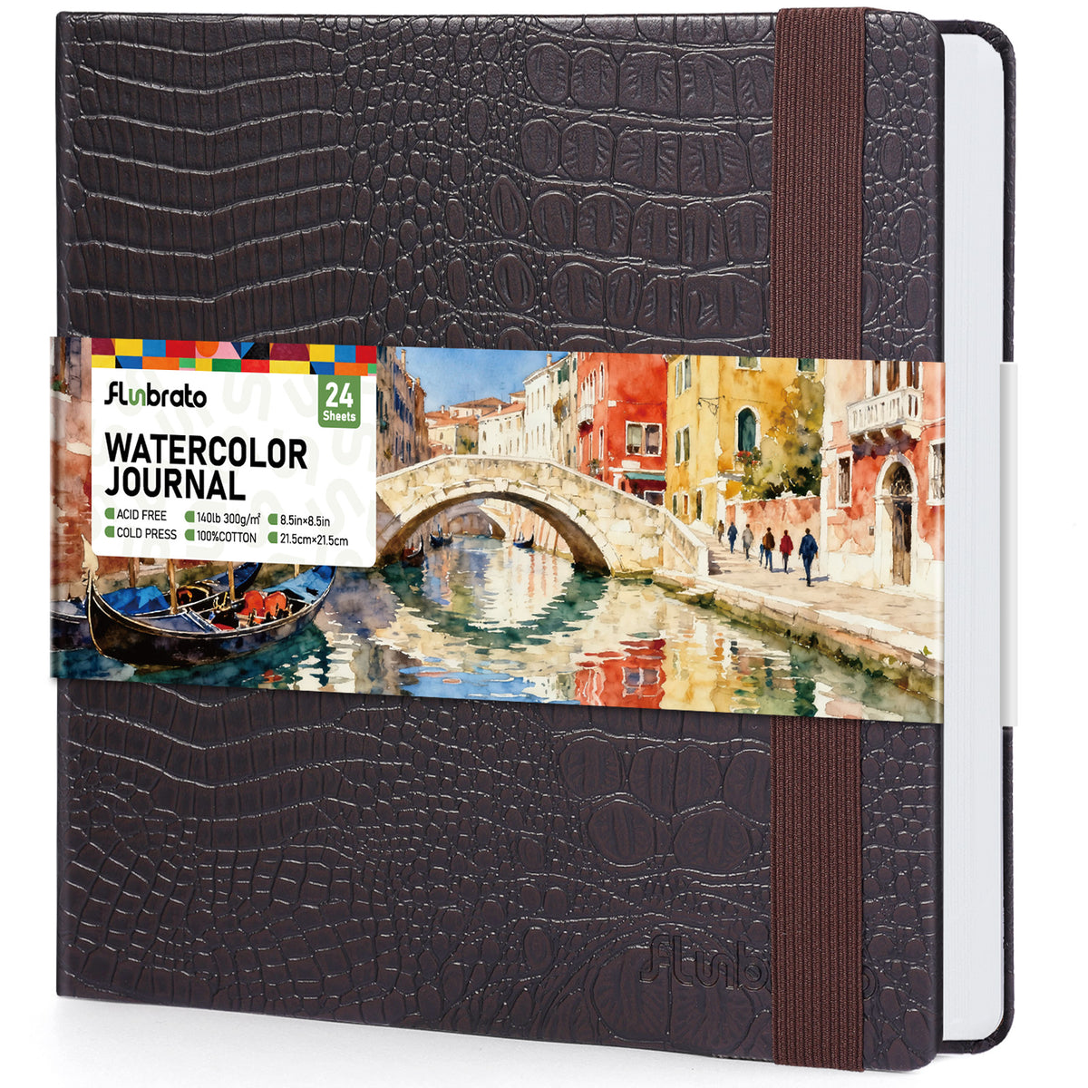 FLUNBRATO Watercolor Sketchbook 8.5"x8.5",100% Cotton,Cold Press,24 Sheets