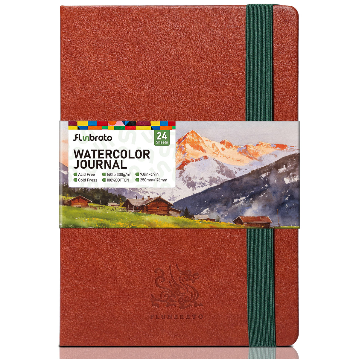 FLUNBRATO Artist-Grade Watercolor Sketchbook,100% Cotton, 6.9 x 9.8 in
